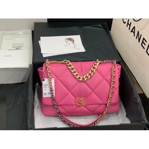 chanel 19 grand sac à rabat AS1162 rose