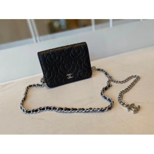 chanel pochette classique avec chaîne Cuir d'agneau Métal doré AP3318 noir