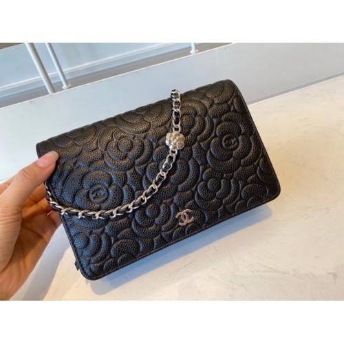 chanel pochette classique avec chaîne Agneau Métal argenté AP3317 noir