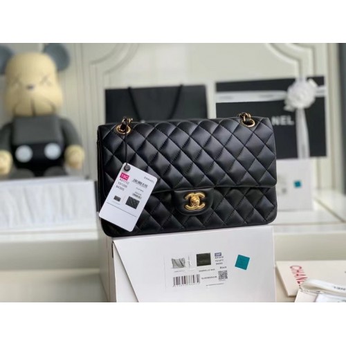 sac à main chanel classique Agneau or Métal A01112 Noir