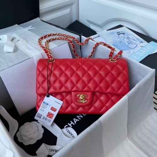 sac à main chanel classic Lambskin gold Metal A01112 rouge