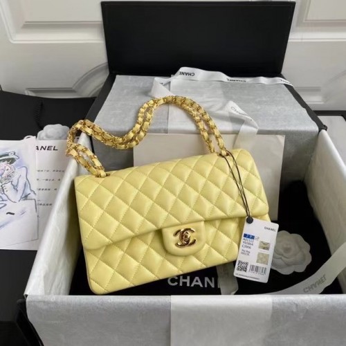 sac à main chanel classic Lambskin gold Metal A01112 jaune