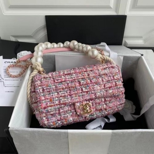sac à rabat chanel Tweed 19SS rose