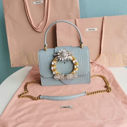 miu miu Matelasse Nappa Leather mini tote Bag 5EA196 bleu clair