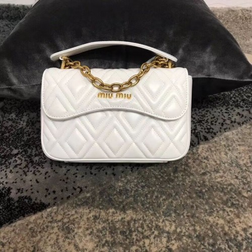 miu miu Matelasse Nappa Sac à bandoulière en cuir 5BD140G blanc